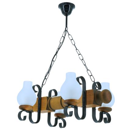 Люстра на цепи RUSTIC 4xE14/40W/230V бук - сертифицировано FSC
