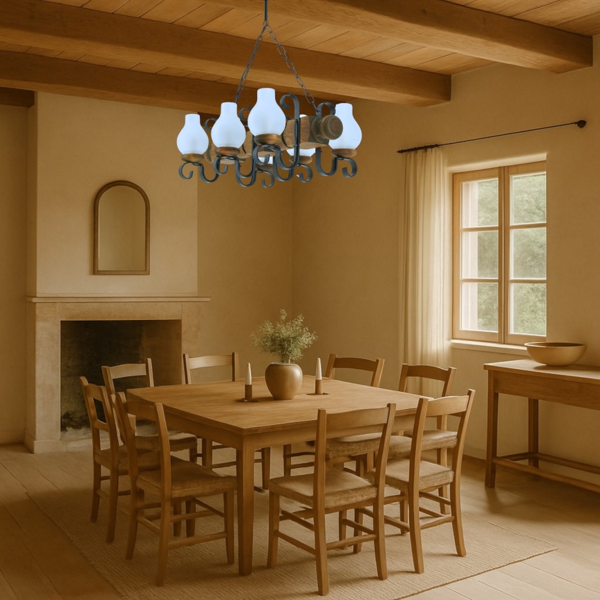 Люстра на цепи RUSTIC 6xE14/40W/230V бук - сертифицировано FSC