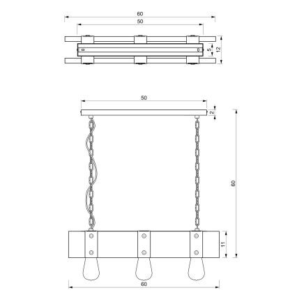 Люстра на цепи SODER 3xE27/60W/230V