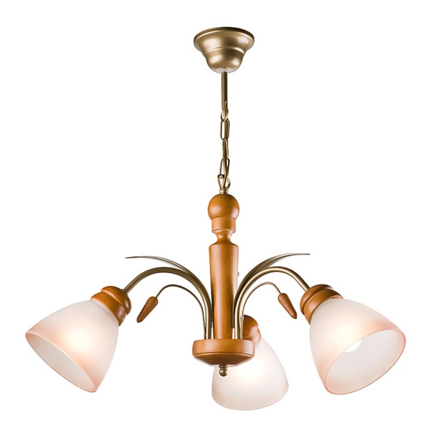 Люстра на цепи TULIPAN 3xE27/60W/230V бук - сертифицировано FSC
