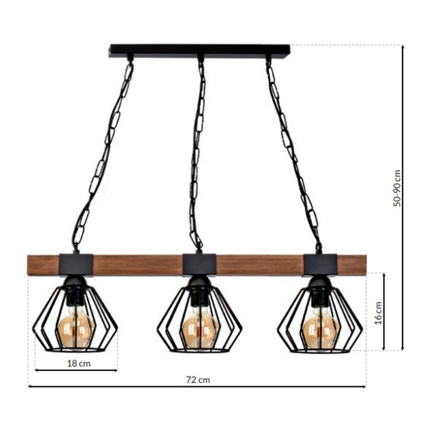 Люстра на цепи ULF 3xE27/60W/230V