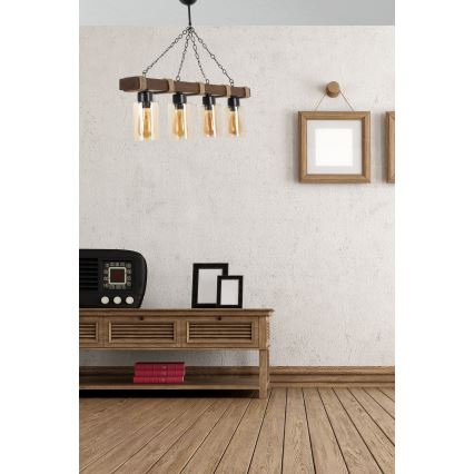 Люстра на цепочке JASMIN 4xE27/40W/230V коричнева/бежова