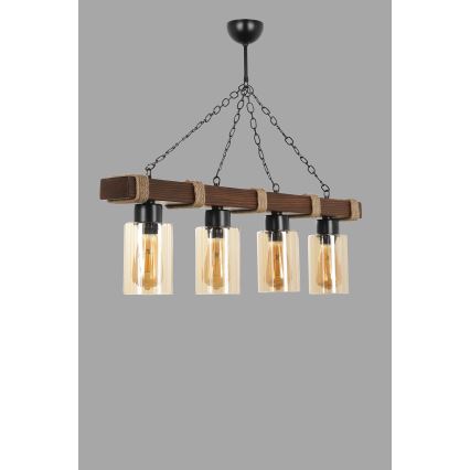 Люстра на цепочке JASMIN 4xE27/40W/230V коричнева/бежова