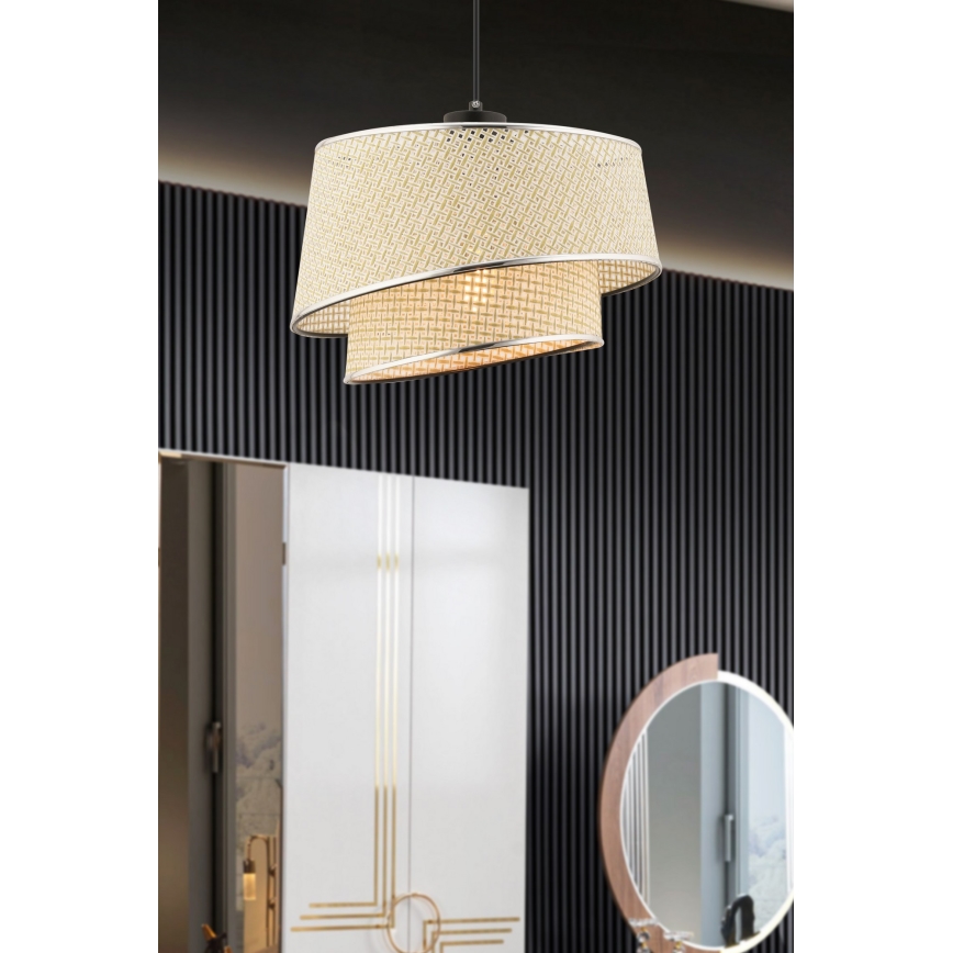 Люстра на ланцюгу BARETTE 1xE27/60W/230V кремова/блискучий хром