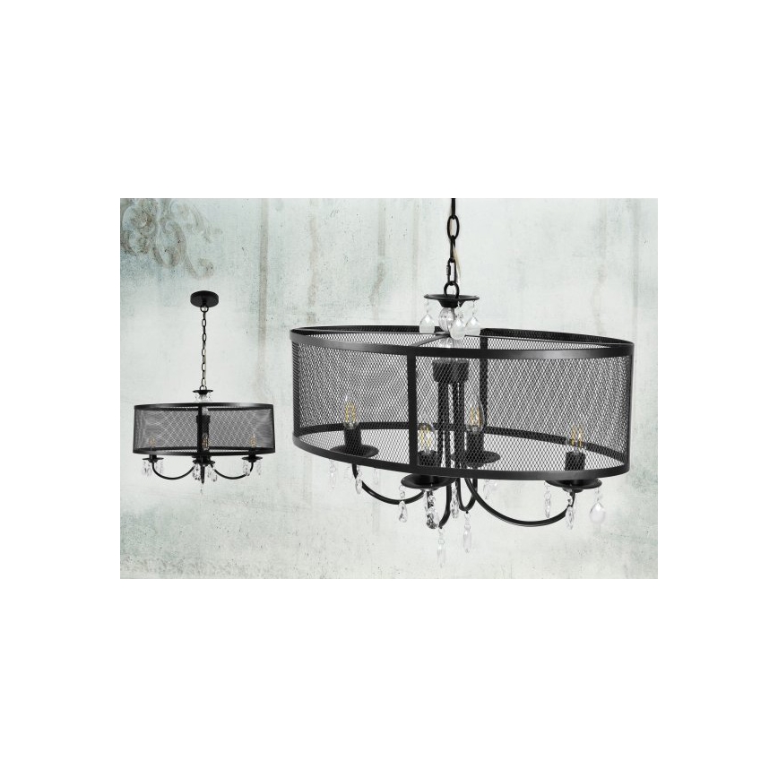 Люстра на ланцюгу BRESSO 4xE14/12W/230V чорний