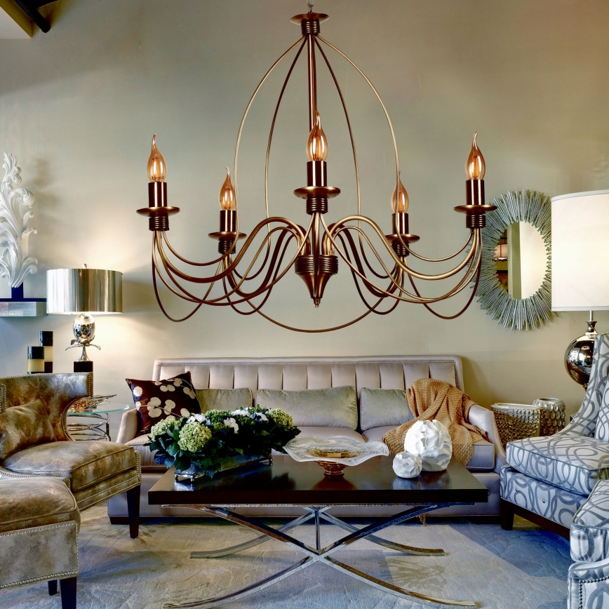 Люстра на ланцюгу CLASSIC 5xE14/40W/230V бронзова