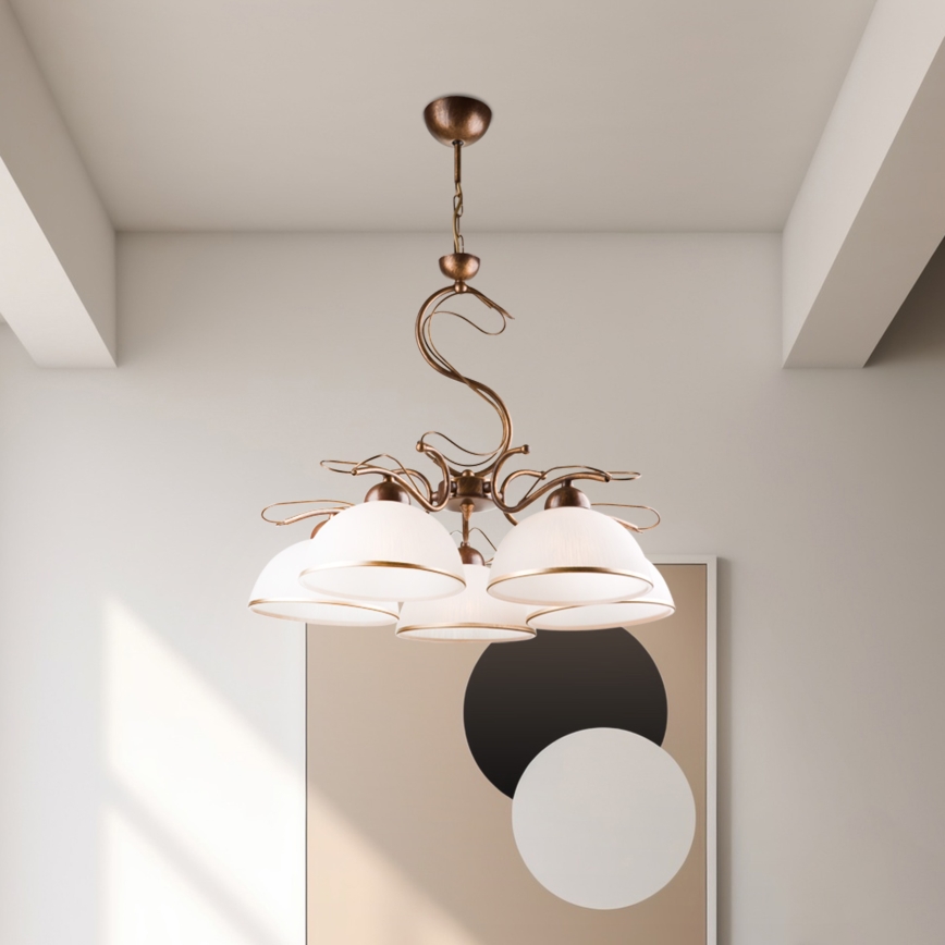 Люстра на ланцюгу COBRA 5xE27/60W/230V бронза/патина