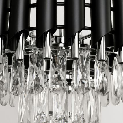 Люстра на ланцюгу CRISTAL 5xE14/10W/230V чорна/матовий хром