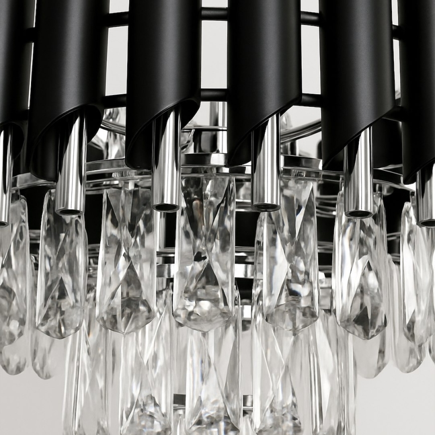 Люстра на ланцюгу CRISTAL 5xE14/10W/230V чорна/матовий хром