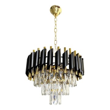 Люстра на ланцюгу CRISTAL 5xE14/40W/230V золотий/чорний
