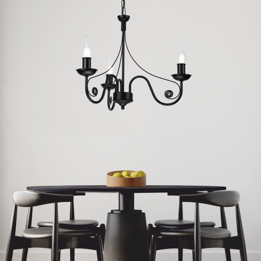 Люстра на ланцюгу DONATO 3xE14/40W/230V чорний