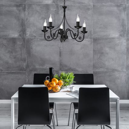 Люстра на ланцюгу DONATO 5xE14/40W/230V чорний