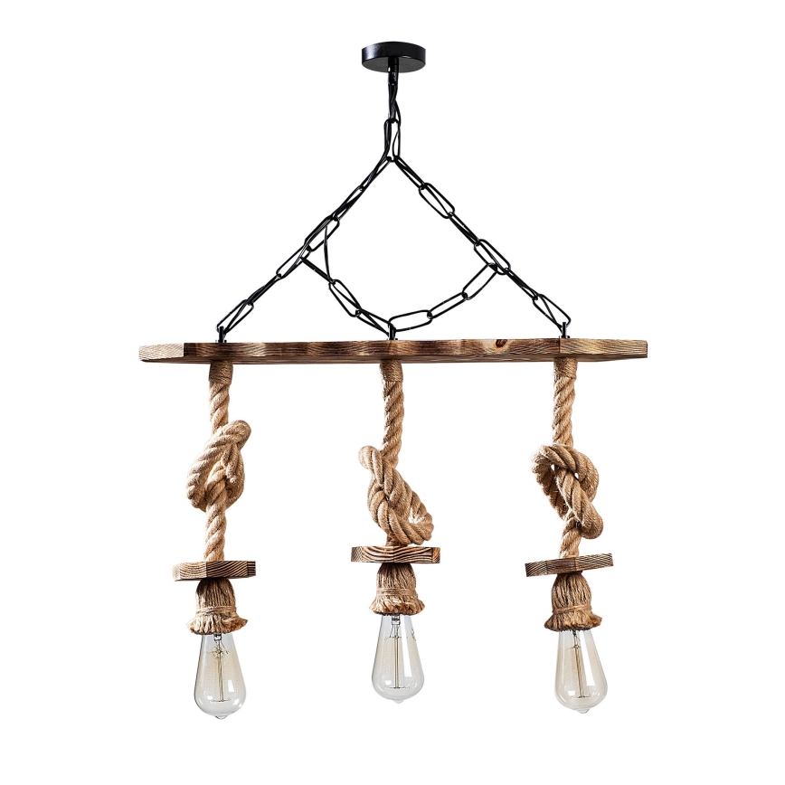 Люстра на ланцюгу EREBOS 3xE27/40W/230V коричнева