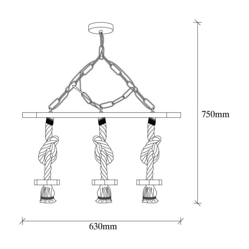 Люстра на ланцюгу EREBOS 3xE27/40W/230V коричнева