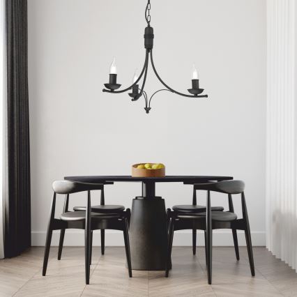 Люстра на ланцюгу LUCY 3xE14/60W/230V чорний