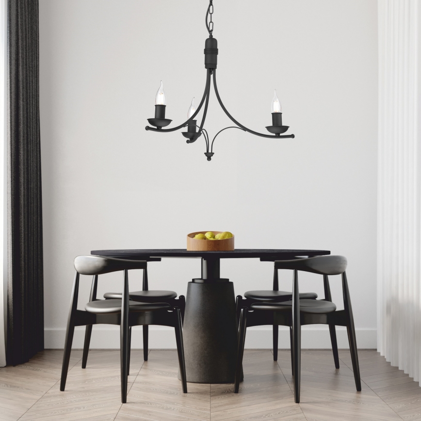 Люстра на ланцюгу LUCY 3xE14/60W/230V чорний