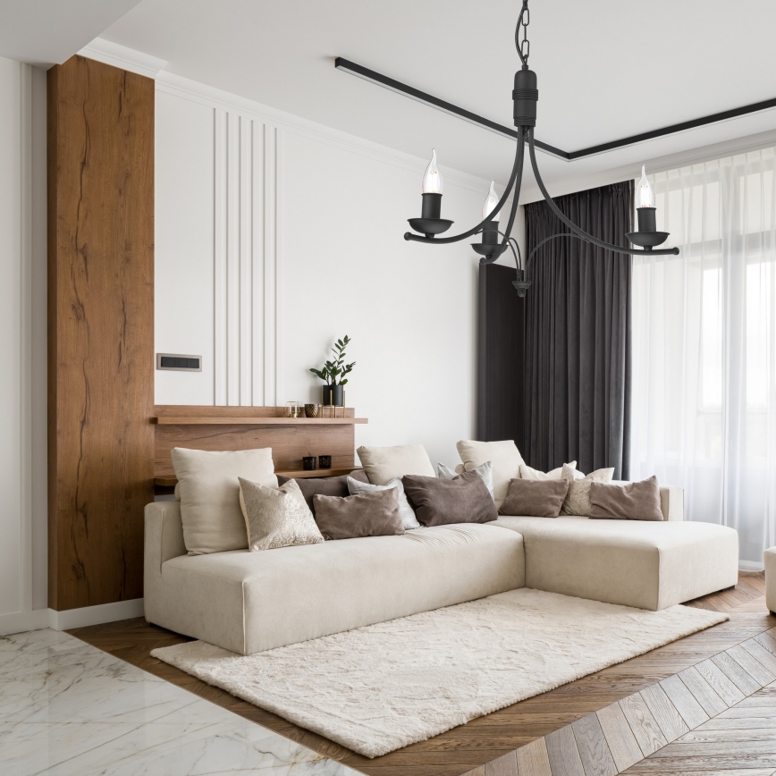 Люстра на ланцюгу LUCY 3xE14/60W/230V чорний