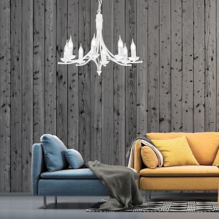Люстра на ланцюгу LUCY 8xE14/60W/230V білий
