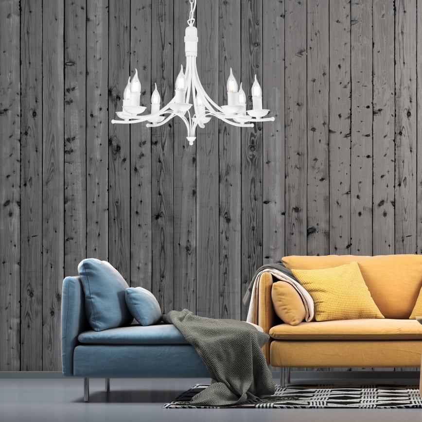 Люстра на ланцюгу LUCY 8xE14/60W/230V білий