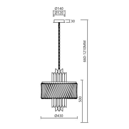 Люстра на ланцюгу MARGOT 6xE14/40W/230V діаметр 43 см золотий