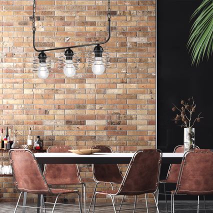 Люстра на ланцюгу MORGAN 3xE27/60W/230V чорний/хромовий