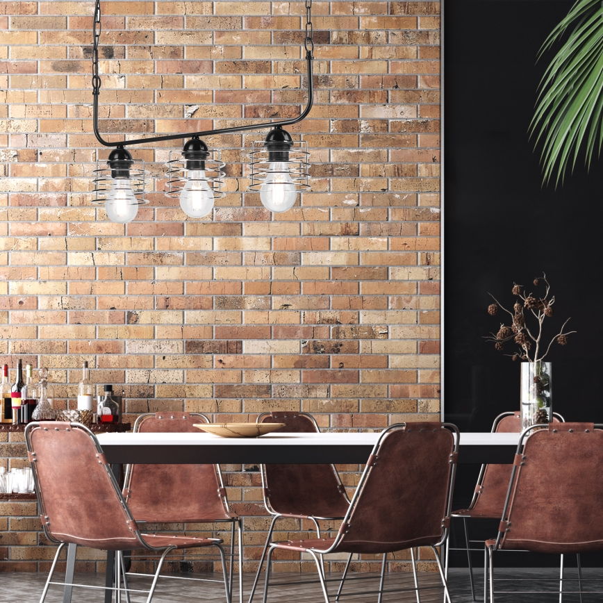 Люстра на ланцюгу MORGAN 3xE27/60W/230V чорний/хромовий