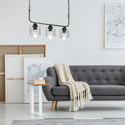 Люстра на ланцюгу MORGAN 3xE27/60W/230V чорний/хромовий