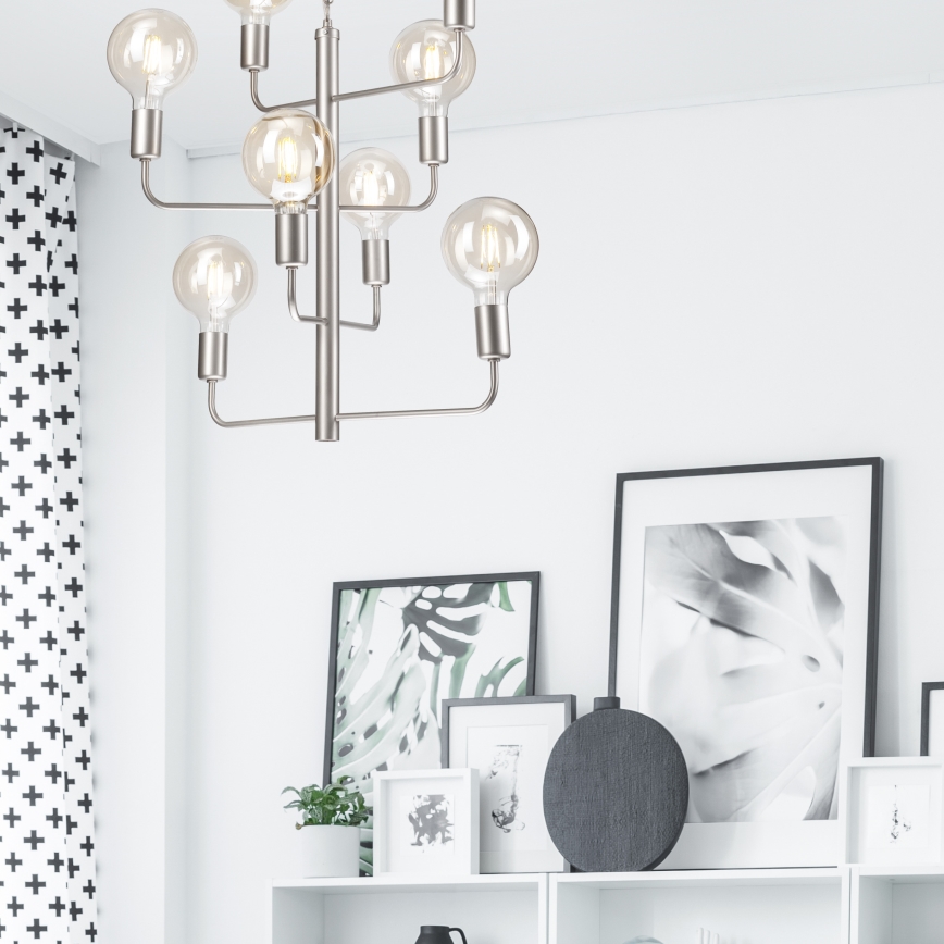 Люстра на ланцюгу ORLANDO 8xE27/60W/230V срібний