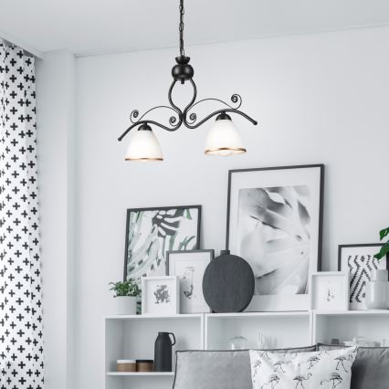 Люстра на ланцюгу RETRO 2xE27/60W/230V чорний