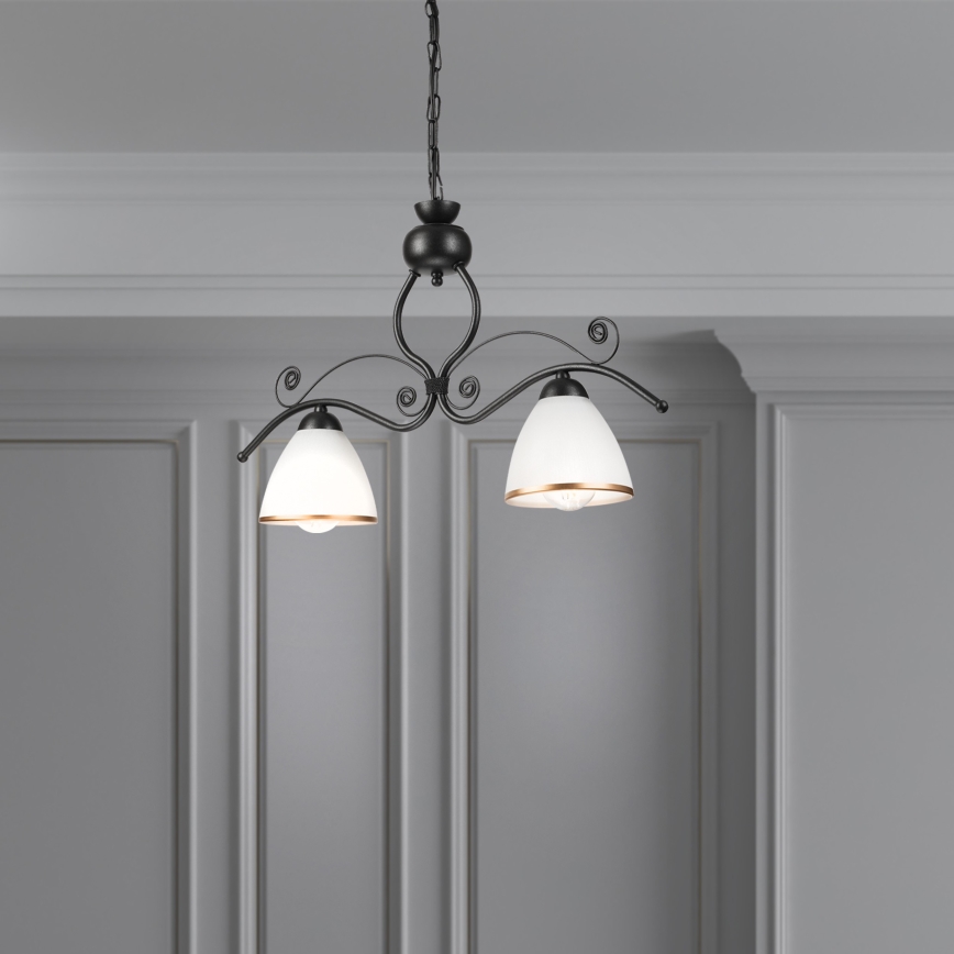 Люстра на ланцюгу RETRO 2xE27/60W/230V чорний