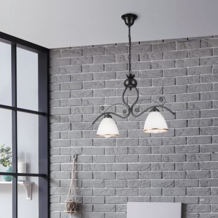 Люстра на ланцюгу RETRO 2xE27/60W/230V чорний