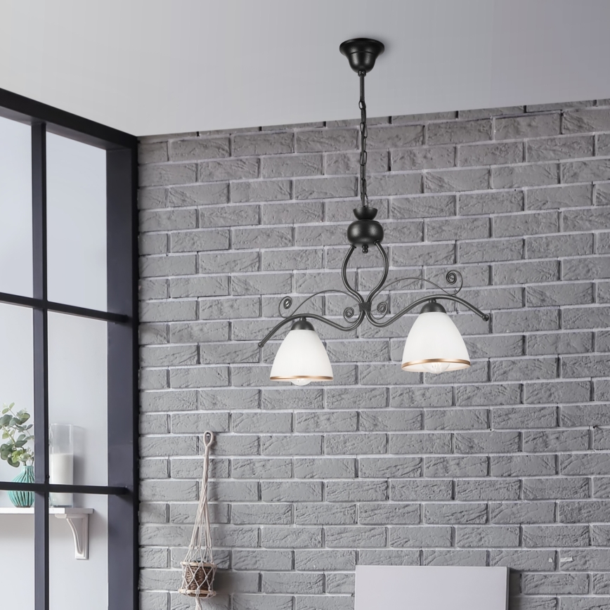 Люстра на ланцюгу RETRO 2xE27/60W/230V чорний