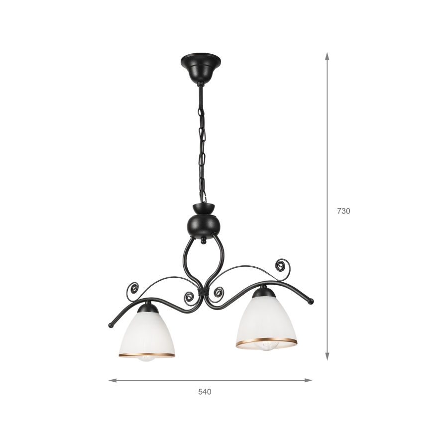 Люстра на ланцюгу RETRO 2xE27/60W/230V чорний