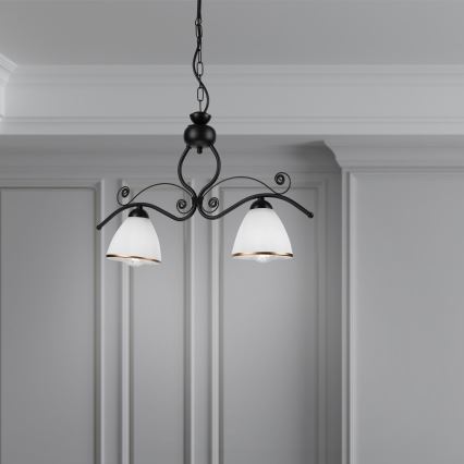 Люстра на ланцюгу RETRO 2xE27/60W/230V матовий чорний