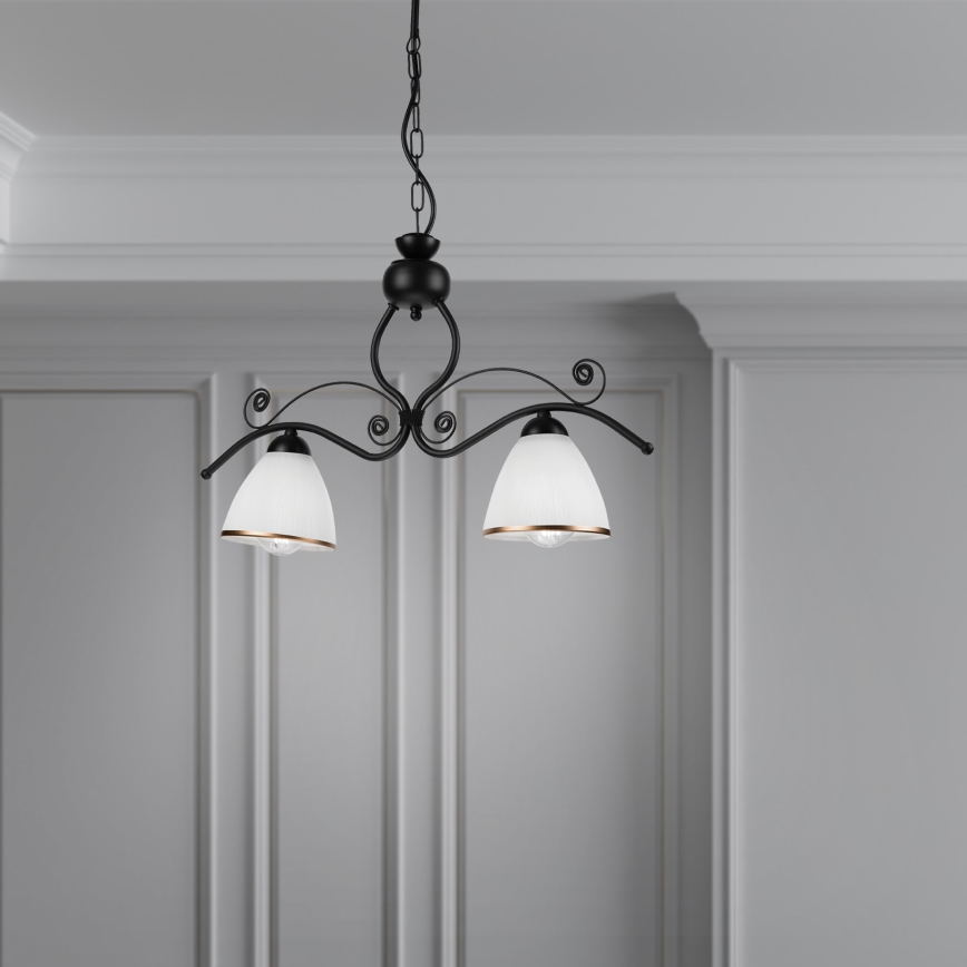 Люстра на ланцюгу RETRO 2xE27/60W/230V матовий чорний