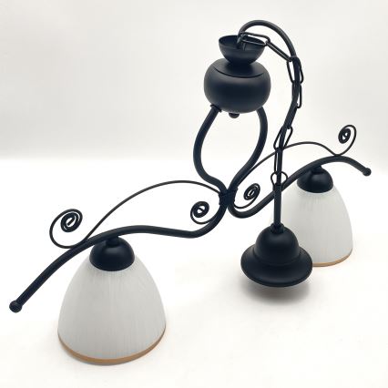 Люстра на ланцюгу RETRO 2xE27/60W/230V матовий чорний