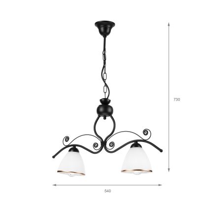 Люстра на ланцюгу RETRO 2xE27/60W/230V матовий чорний