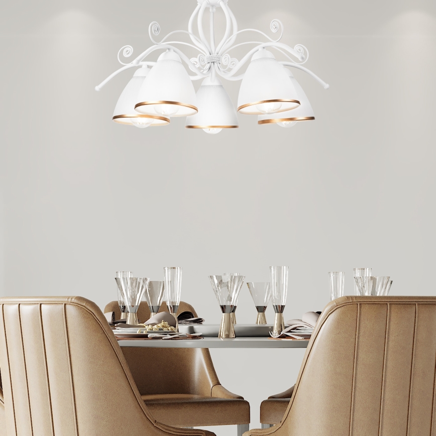 Люстра на ланцюгу RETRO II 5xE27/60W/230V біла