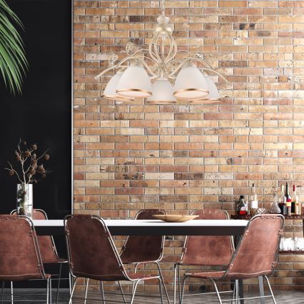 Люстра на ланцюгу RETRO II 5xE27/60W/230V біла патина