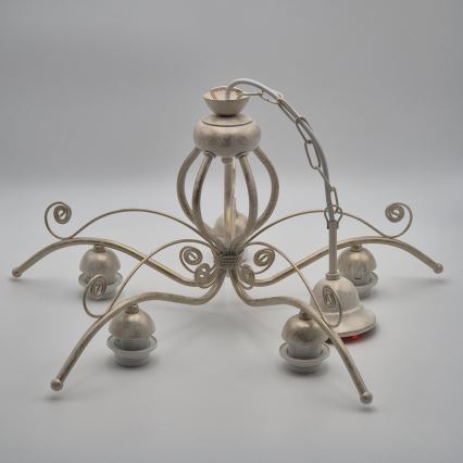 Люстра на ланцюгу RETRO II 5xE27/60W/230V біла патина