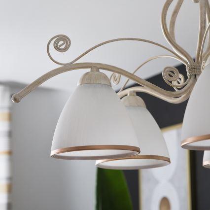 Люстра на ланцюгу RETRO II 5xE27/60W/230V біла патина