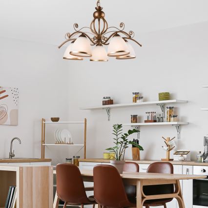 Люстра на ланцюгу RETRO II 5xE27/60W/230V бронзова патина