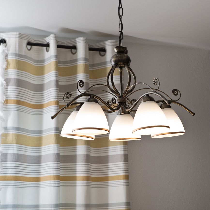 Люстра на ланцюгу RETRO II 5xE27/60W/230V чорна патина