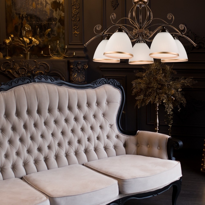 Люстра на ланцюгу RETRO II 5xE27/60W/230V чорна патина