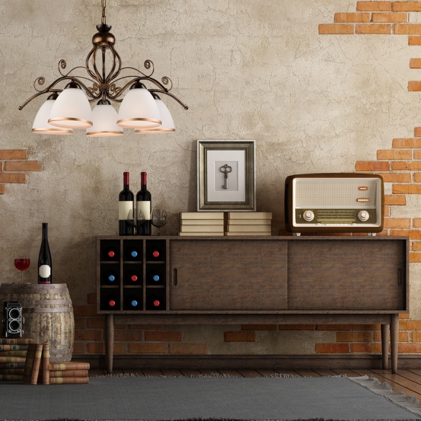 Люстра на ланцюгу RETRO II 5xE27/60W/230V чорна патина