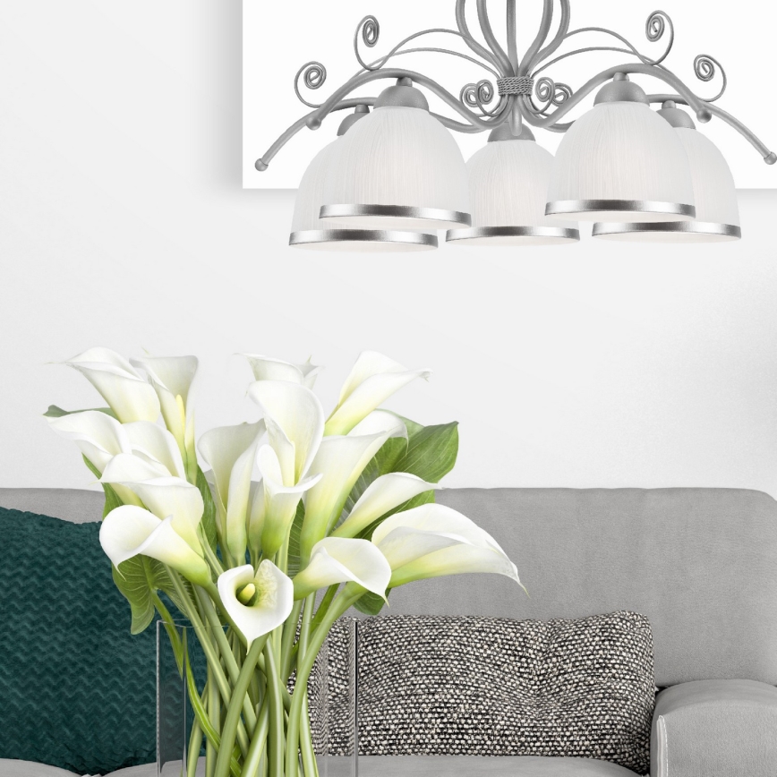 Люстра на ланцюгу RETRO II 5xE27/60W/230V срібляста