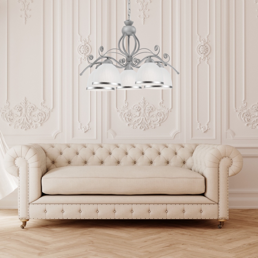 Люстра на ланцюгу RETRO II 5xE27/60W/230V срібляста