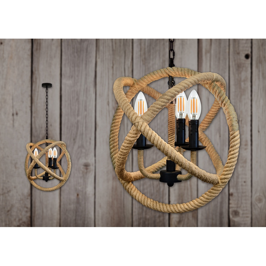 Люстра на ланцюгу ROPE GLOBO 3xE14/10W/230V