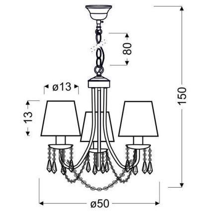 Люстра на ланцюгу RUTI 3xE14/40W/230V