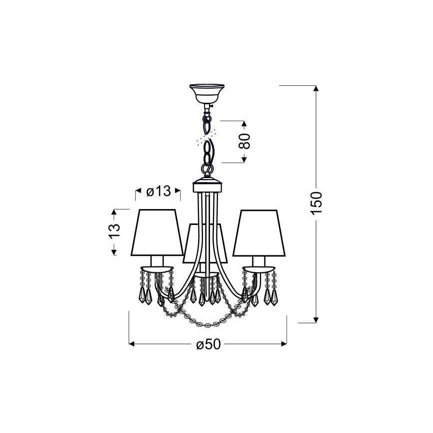 Люстра на ланцюгу RUTI 3xE14/40W/230V